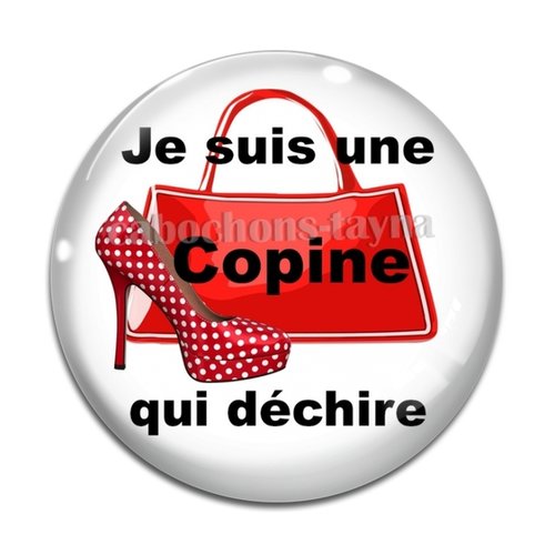 Cabochon copine qui déchire, en résine ou en verre différente taille