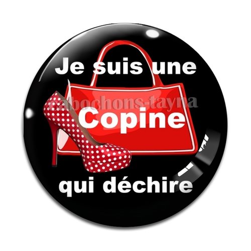 Cabochon copine qui déchire, en résine ou en verre différente taille