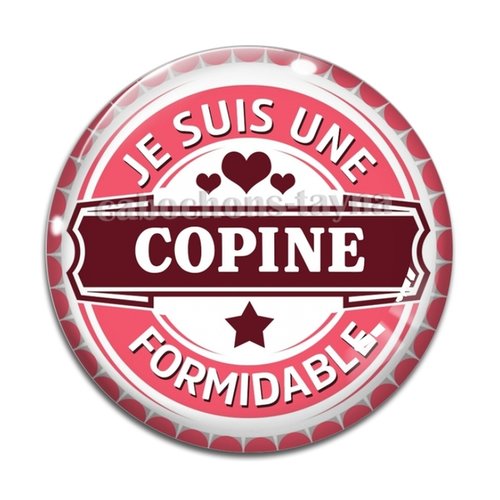 Cabochon copine formidable, en résine ou en verre différente taille