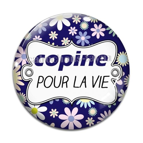 Cabochon copine pour la vie, en résine ou en verre différente taille
