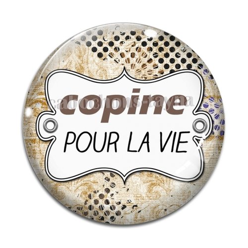 Cabochon copine pour la vie, en résine ou en verre différente taille