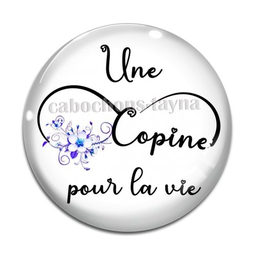 Cabochon copine pour la vie, en résine ou en verre différente taille