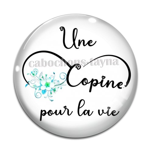 Cabochon copine pour la vie, en résine ou en verre différente taille