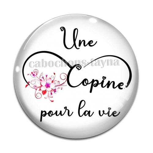 Cabochon copine pour la vie, en résine ou en verre différente taille