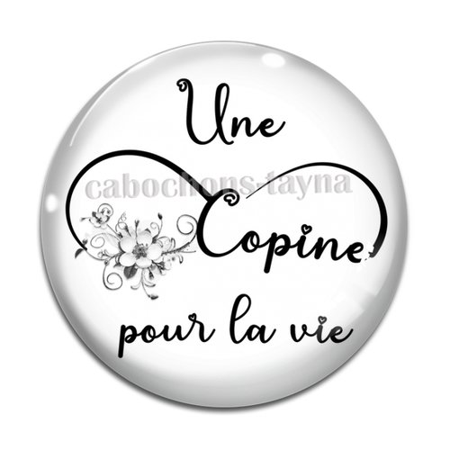 Cabochon copine pour la vie, en résine ou en verre différente taille