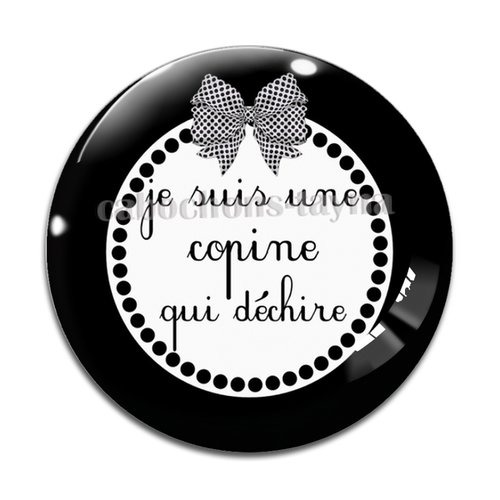 Cabochon copine qui déchire, en résine ou en verre différente taille