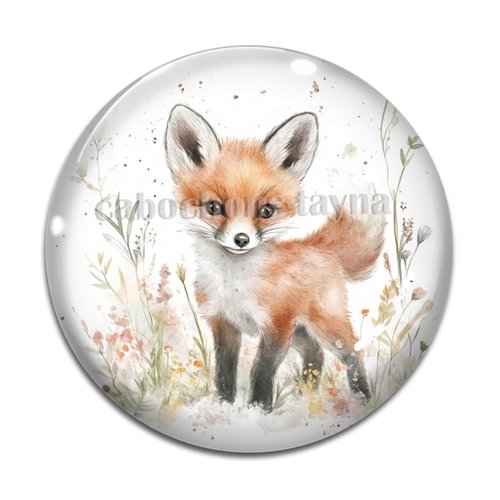Cabochon renard, en résine ou en verre différente taille