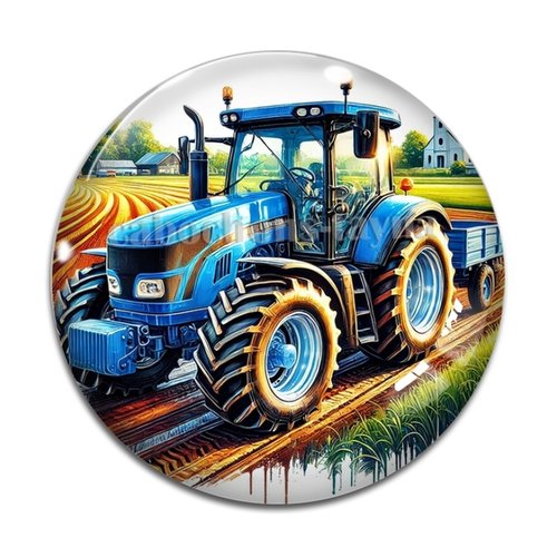 Cabochon tracteur, en résine ou en verre différente taille