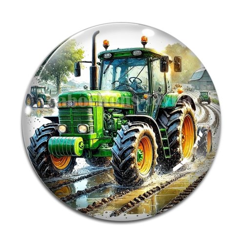 Cabochon tracteur, en résine ou en verre différente taille