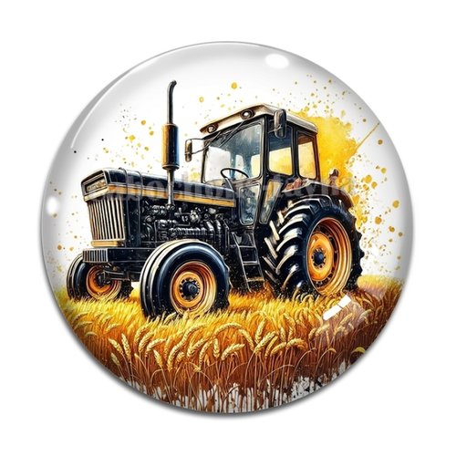 Cabochon tracteur, en résine ou en verre différente taille