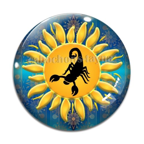 Cabochon signe astrologique, en résine ou en verre différente taille