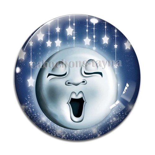Cabochon lune, résine ou en verre différente taille