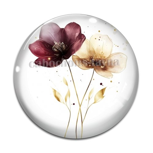 Cabochon fleur, résine ou en verre différente taille