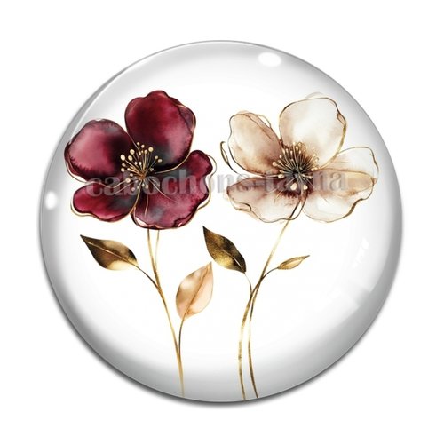 Cabochon fleur, résine ou en verre différente taille