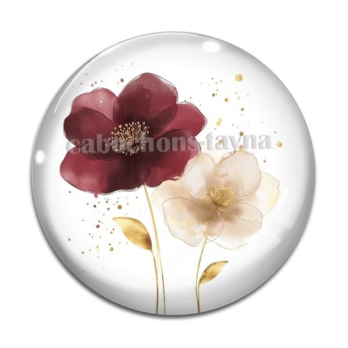 Cabochon fleur, résine ou en verre différente taille