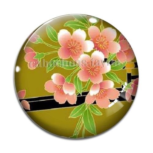 Cabochon fleur exotique, résine ou en verre différente taille