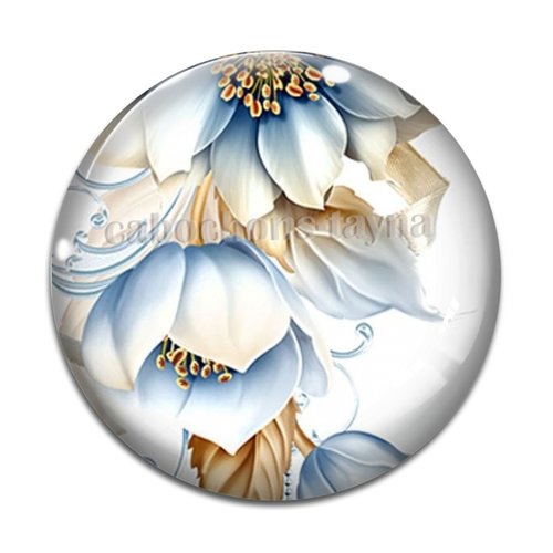 Cabochon fleur exotique, résine ou en verre différente taille
