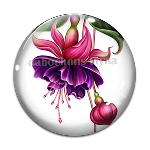Cabochon fleur exotique, résine ou en verre différente taille