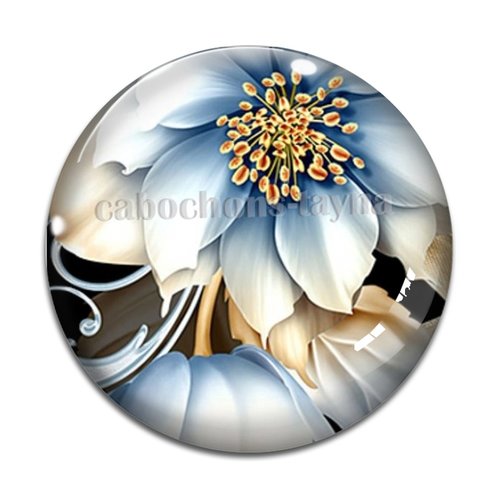 Cabochon fleur exotique, résine ou en verre différente taille
