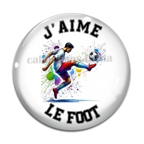 Cabochon j'aime le foot, résine ou en verre différente taille