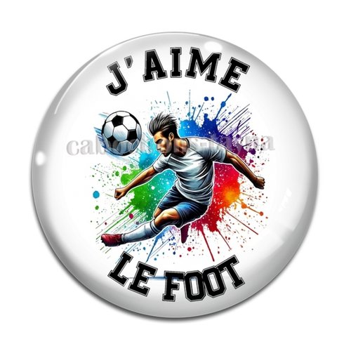 Cabochon j'aime le foot, résine ou en verre différente taille