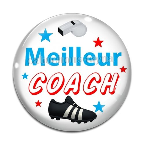 Cabochon meilleur coach de foot, résine ou en verre différente taille