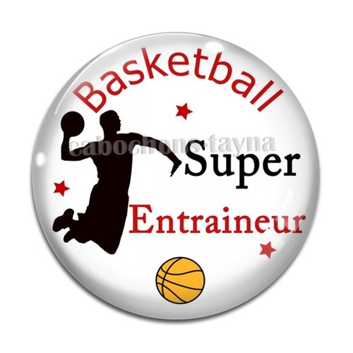 Cabochon super entraineur de basketball, résine ou en verre différente taille