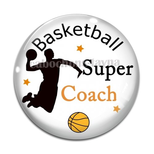 Cabochon coach de basketball, résine ou en verre différente taille