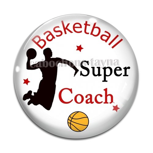 Cabochon coach de basketball, résine ou en verre différente taille