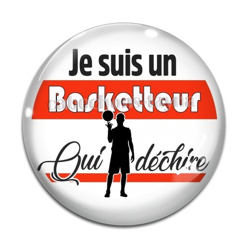 Cabochon basketteur qui déchire, résine ou en verre différente taille