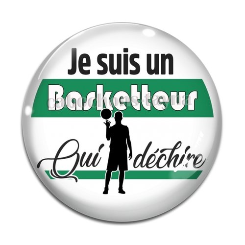 Cabochon basketteur qui déchire, résine ou en verre différente taille