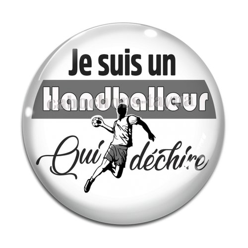 Cabochon handballeur qui déchire, résine ou en verre différente taille