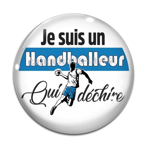 Cabochon handballeur qui déchire, résine ou en verre différente taille