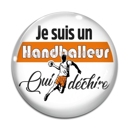 Cabochon handballeur qui déchire, résine ou en verre différente taille