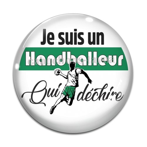 Cabochon handballeur qui déchire, résine ou en verre différente taille