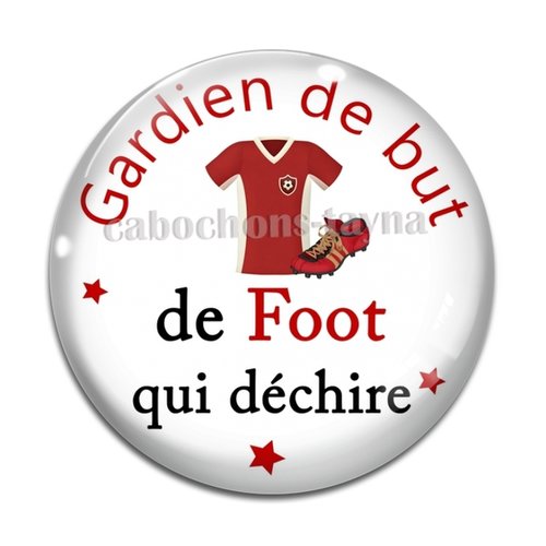 Cabochon gardien de but de foot qui déchire, résine ou en verre différente taille