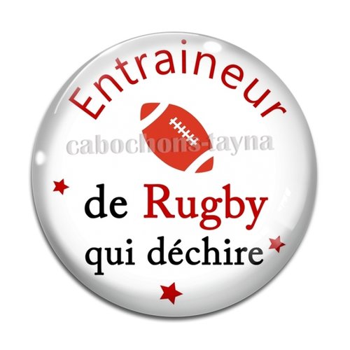 Cabochon entraineur de rugby qui déchire, résine ou en verre différente taille