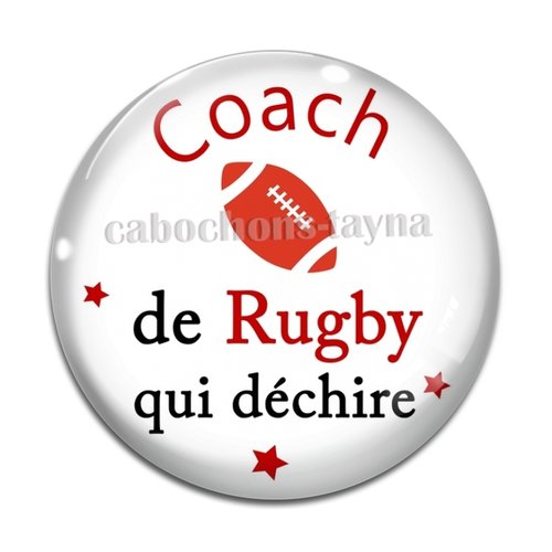 Cabochon coach de rugby qui déchire, résine ou en verre différente taille