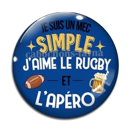Cabochon rugby, résine ou en verre différente taille