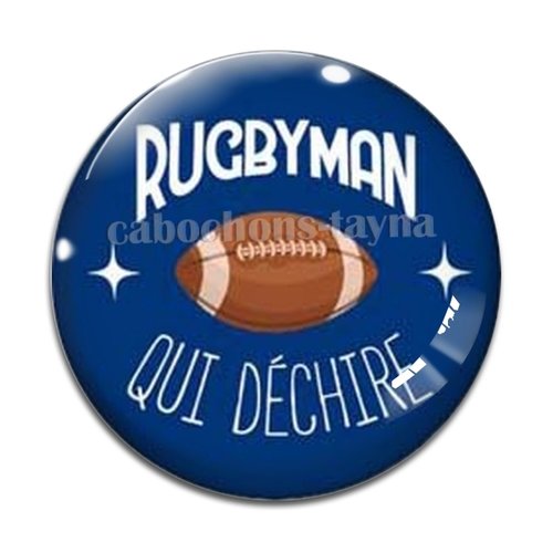 Cabochon rugby, résine ou en verre différente taille