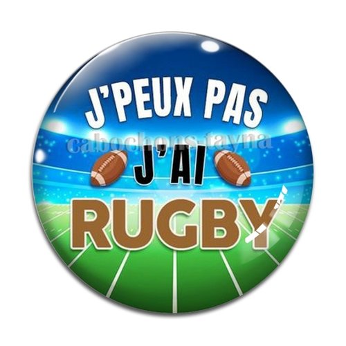 Cabochon rugby, résine ou en verre différente taille