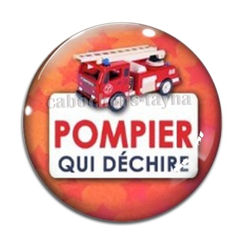 Cabochon pompier qui déchire, résine ou en verre différente taille