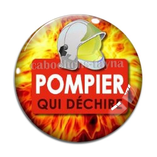 Cabochon pompier qui déchire, résine ou en verre différente taille