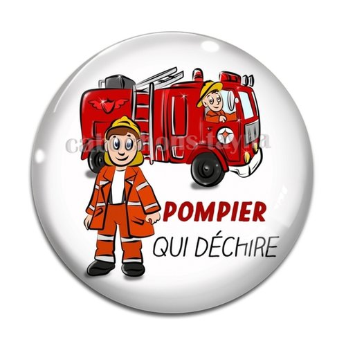Cabochon pompier qui déchire, résine ou en verre différente taille