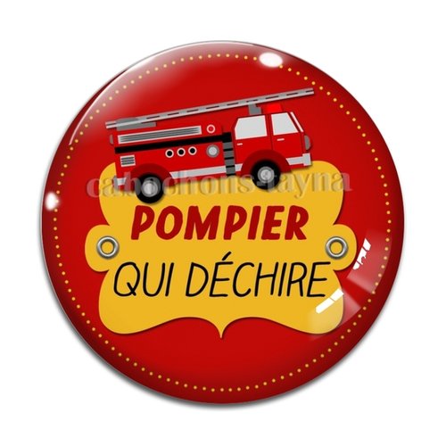 Cabochon pompier qui déchire, résine ou en verre différente taille