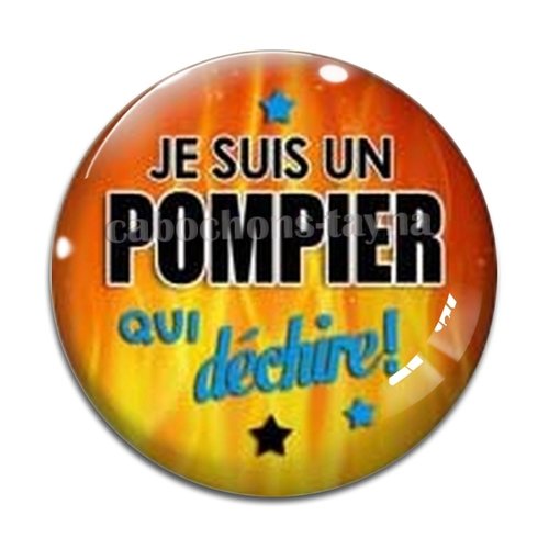 Cabochon pompier qui déchire, résine ou en verre différente taille