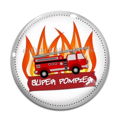 Cabochon super pompier, résine ou en verre différente taille