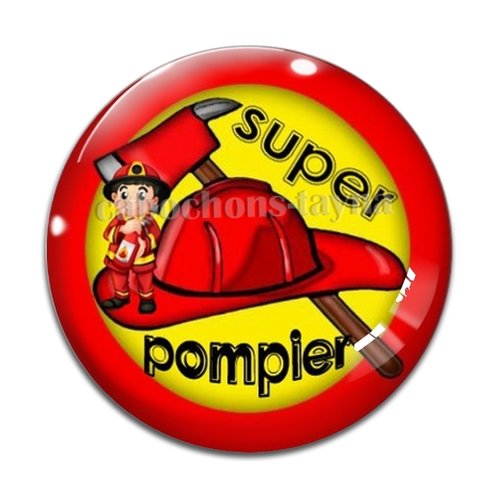 Cabochon super pompier, résine ou en verre différente taille