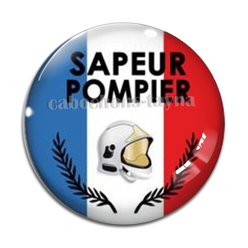 Cabochon sapeur pompier, résine ou en verre différente taille