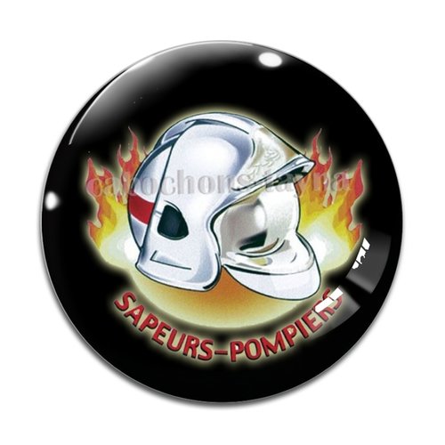 Cabochon sapeur pompier, résine ou en verre différente taille